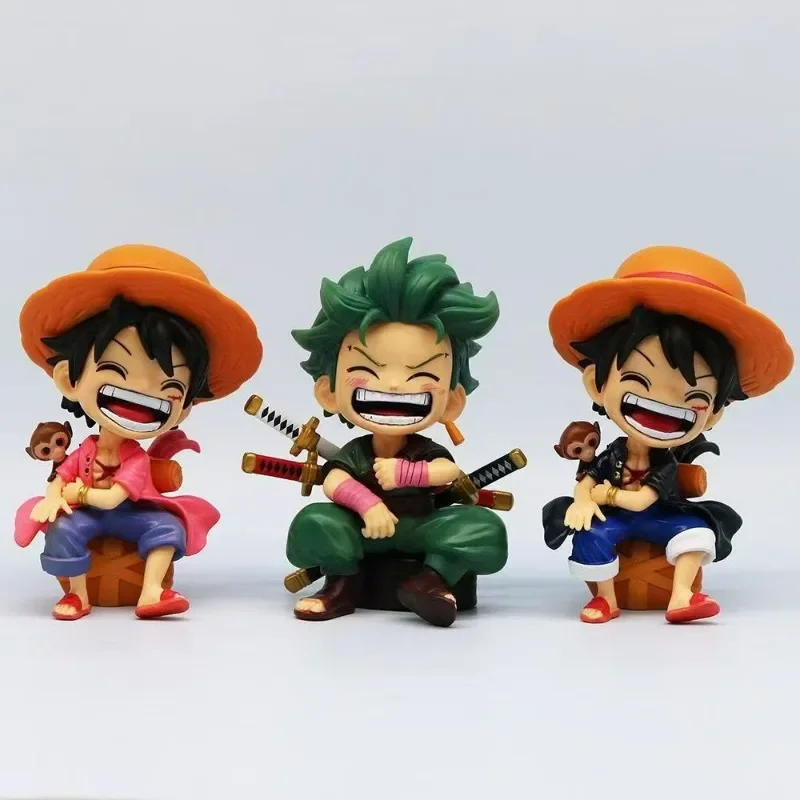 

One Piece Anime Figure Luffy Zoro Sanji Q version Action Figures toy model Statue Collection Desktop decoration Pendant Kid Gift