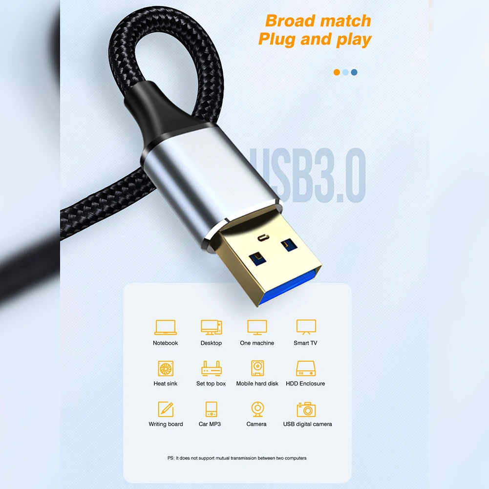 Byscoon USB to USB Extension Cable USB 2.0 3.0 Cable Male to Male USB Extender For Hard Disk Xiaomi TV Box USB Extension Cord