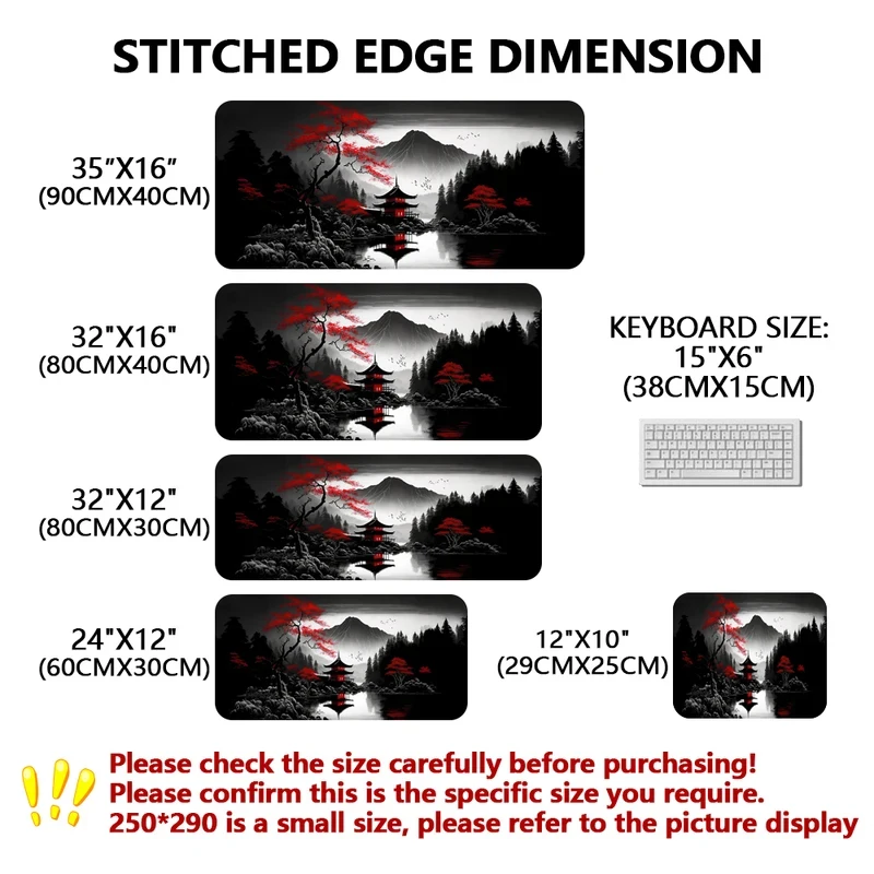 VIKAMA Japan Cherry Blossom Gaming Mouse Pad Non-Slip Rubber Base Large Desk Mat With Stitched Edge For Office And Gaming