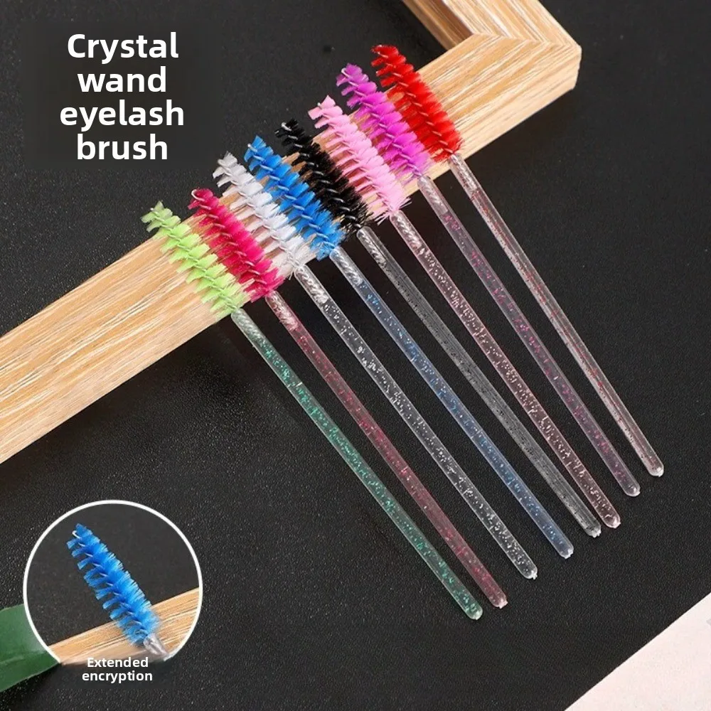 50 Stuks Wegwerp Wimper Borstels Buigbare Kristal Wenkbrauw Borstel Lash Extension Borstels Spoolies Mascara Wand Beauty Makeup Tools