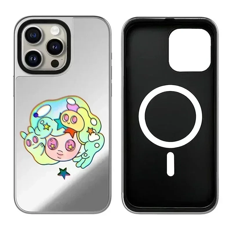 

Cartoon Big Eyes Girl iPhone 12 13 14 15 Pro Max Mirror Surface MagSafe Case Cover Shell