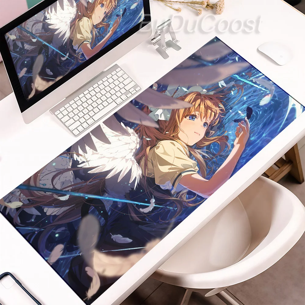 XXL Cute Anime Girl Air Kamio Misuzu Mousepad PC Gamers Mechanical Keyboard Deskmat Rubber Non-Slip Lock-Edge Tablepad Home Rug