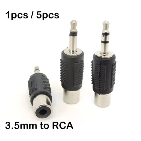 오디오 3.5mm 수 모노 스테레오-RCA 암 잭 커넥터, 3.5 RCA 암 2/3 극 어댑터 플러그, 앰프 헤드폰 P용, 1 개, 5 개