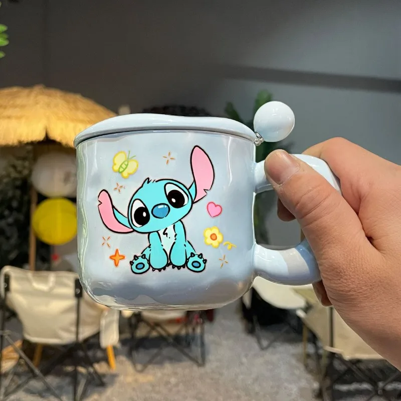 

MINISO Anime Kawaii Stitch Student Water Bottle Cute Cartoon Female Birthday Bottle Milk Coffee Mug Lovely Gifts Toys for Kids