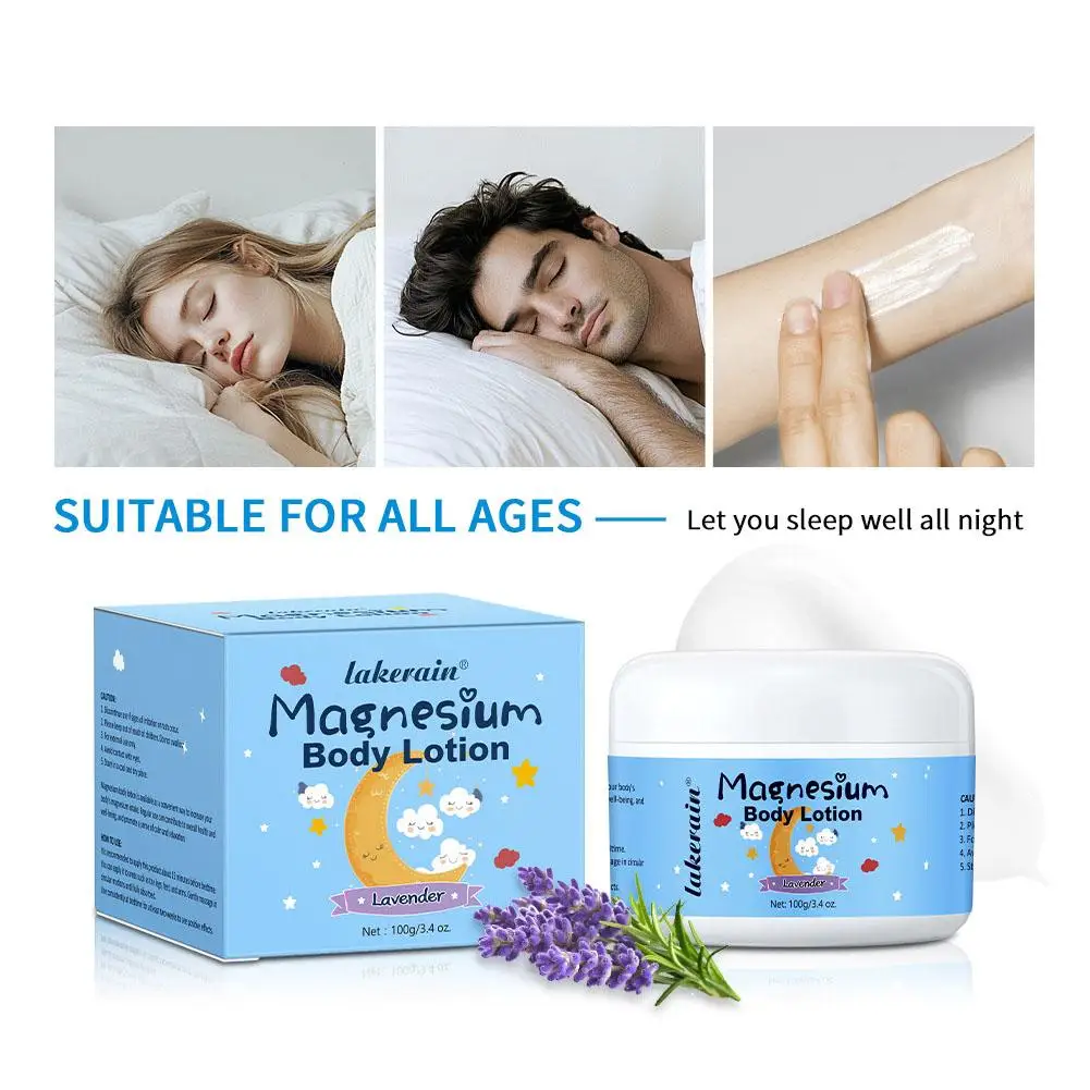 100g loção corporal de magnésio hidratante calmante refrescante anti lavanda loção de cuidados envelhecimento corpo perfumado sleepi n1o0