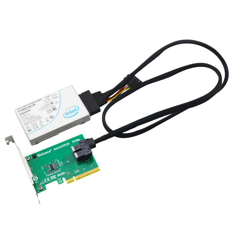 

ANU02PE08 NVMe SSD-адаптер 2 * SFF8643 PCI-E X8 Поддержка Riser Card 2x U.2 SSD-расширение