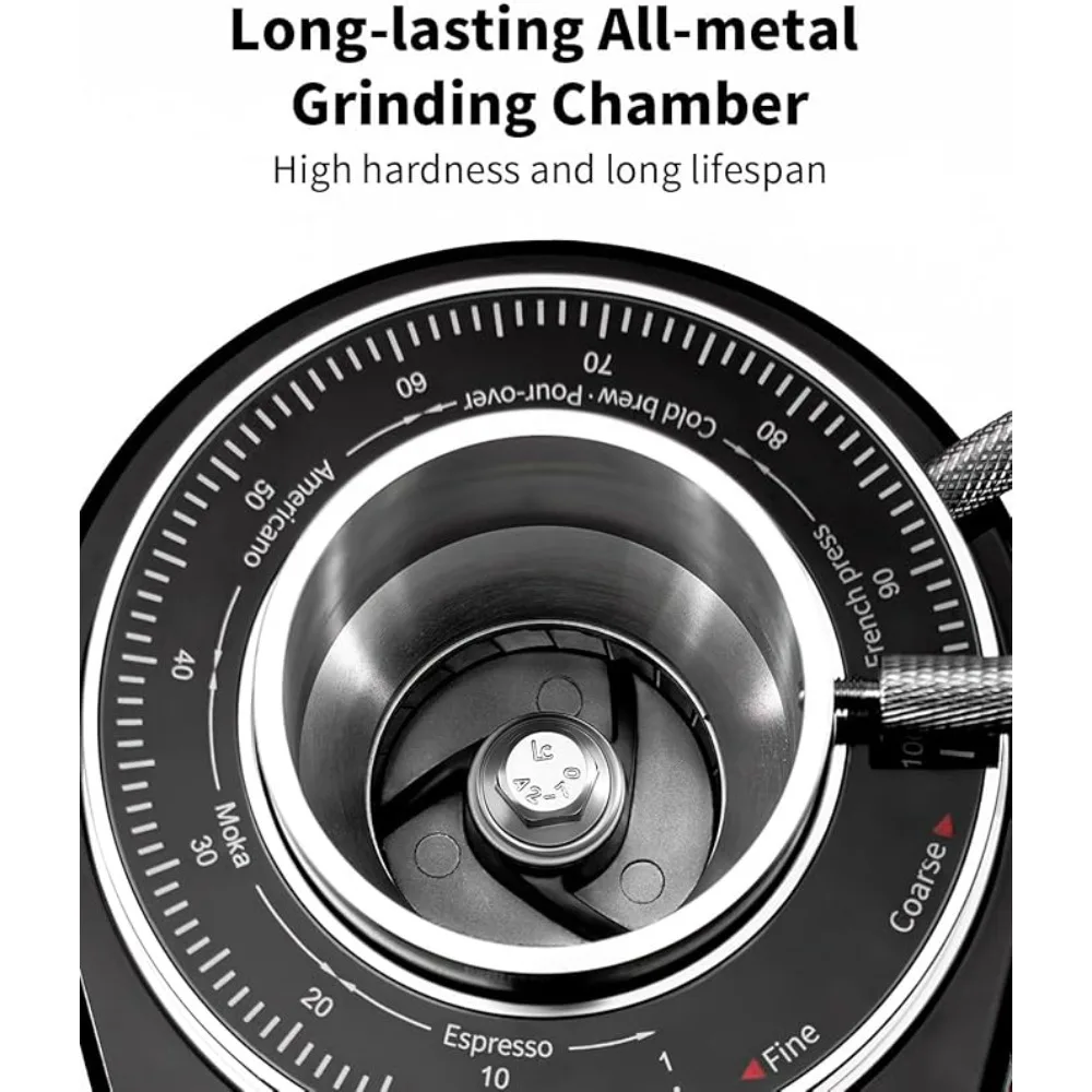 الأفضل - مطحنة قهوة سوداء احترافية مقاس 64 مم مع 100 إعداد للطحن وغرفة معدنية بالكامل، ومطحنة حبوب القهوة - تخفيضات كبيرة.