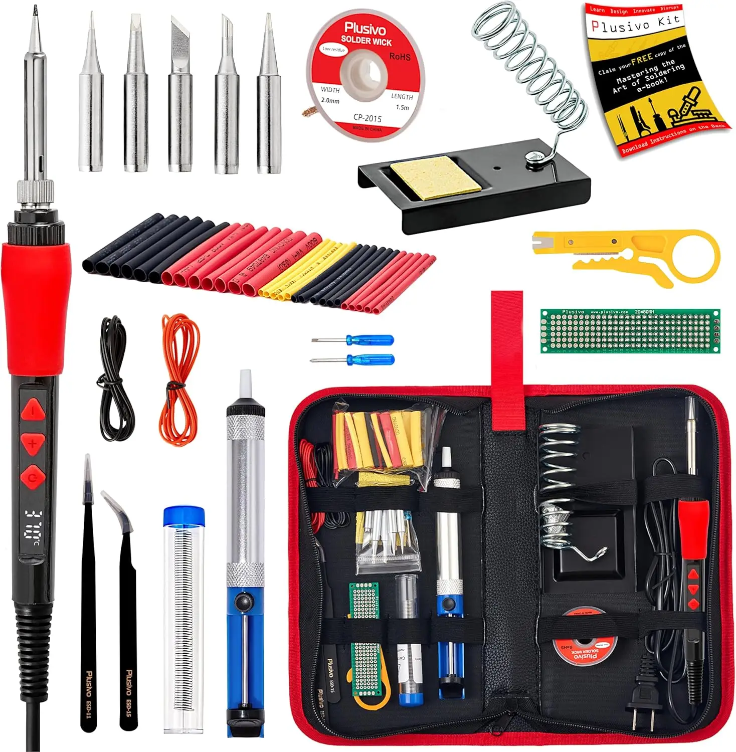 

Soldering Iron Kit 60W Digital LED Display with 5 Tips, 21-in-1 Fast Heating for Electronics Repair DIY