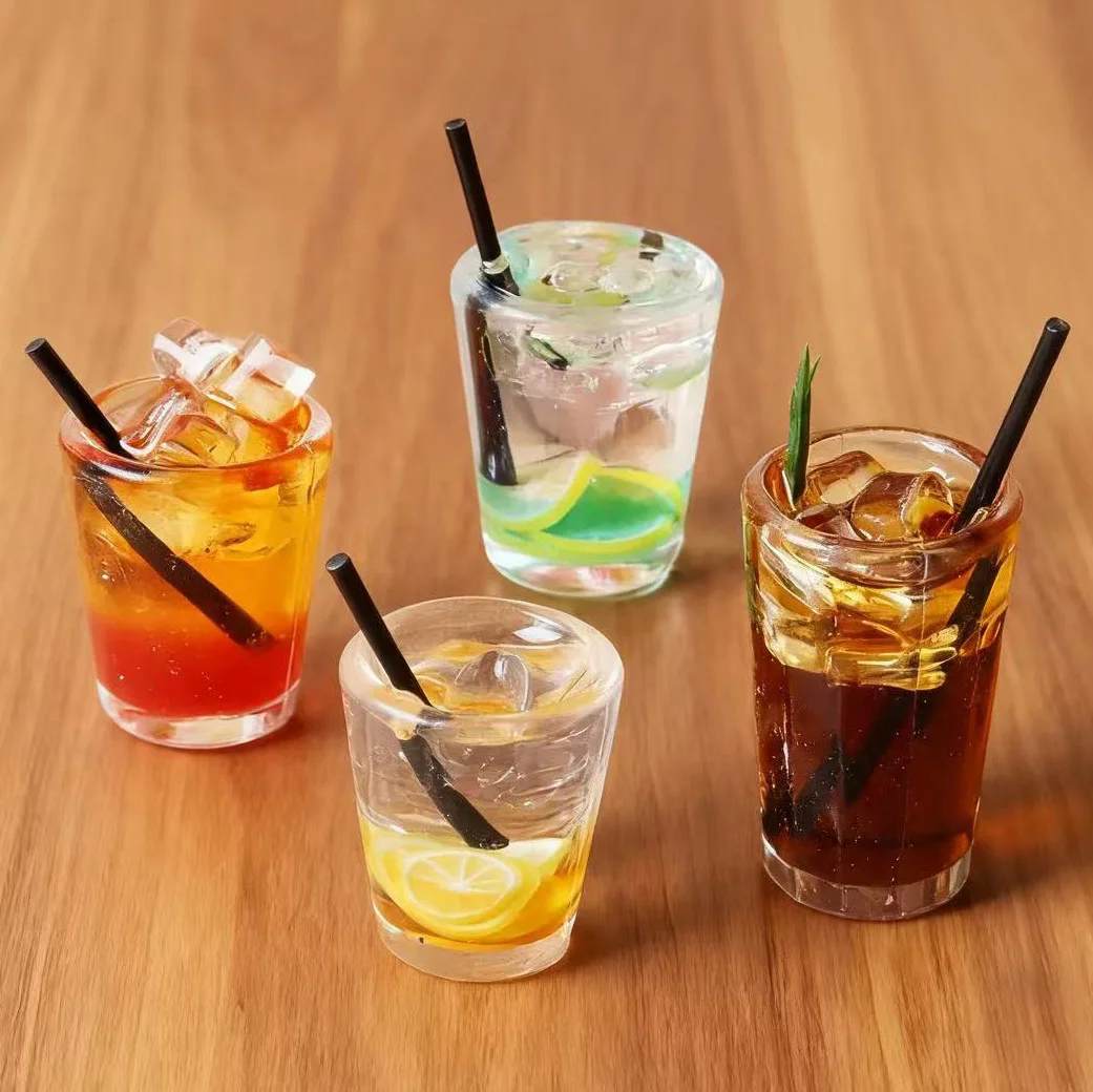 5pcs Mini Beverage Cup Iced Americano Iced Black Tea Healing-themed Car Dashboard Decor Dollhouse Ornament Accessory Home Decor