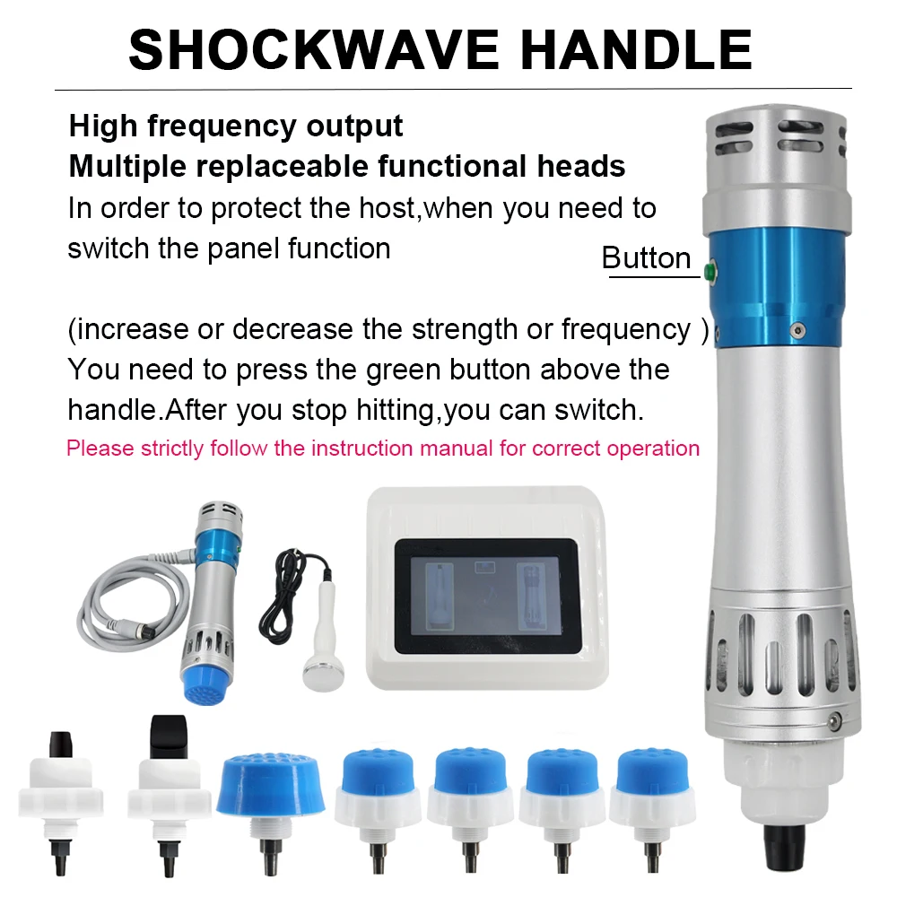 Máquina portátil Shockwave, 300MJ, 2in 1, Equipamento de onda de choque, Massageador Corporal, Tratamento ED, Instrumento Ultrassônico, Massagem