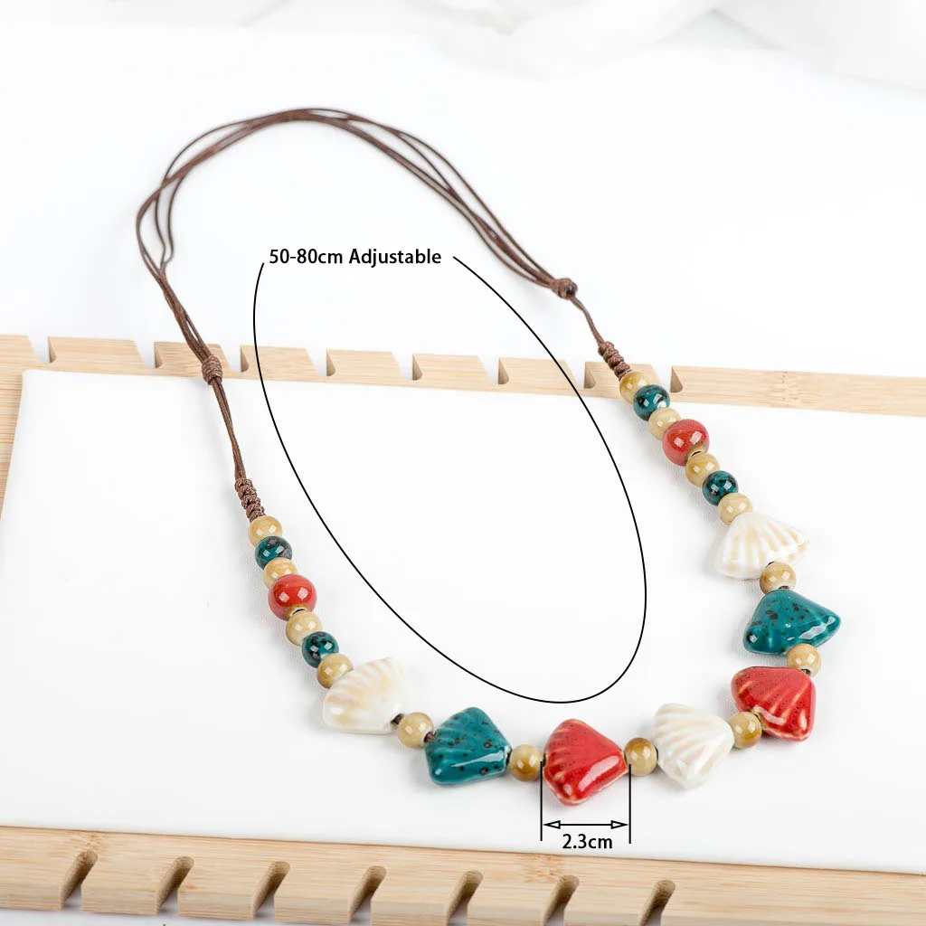 Women\'s Handcraft Ceramic Necklaces Retro Style Pendan Procelain Necklace For Women Mama Gift  #MY166