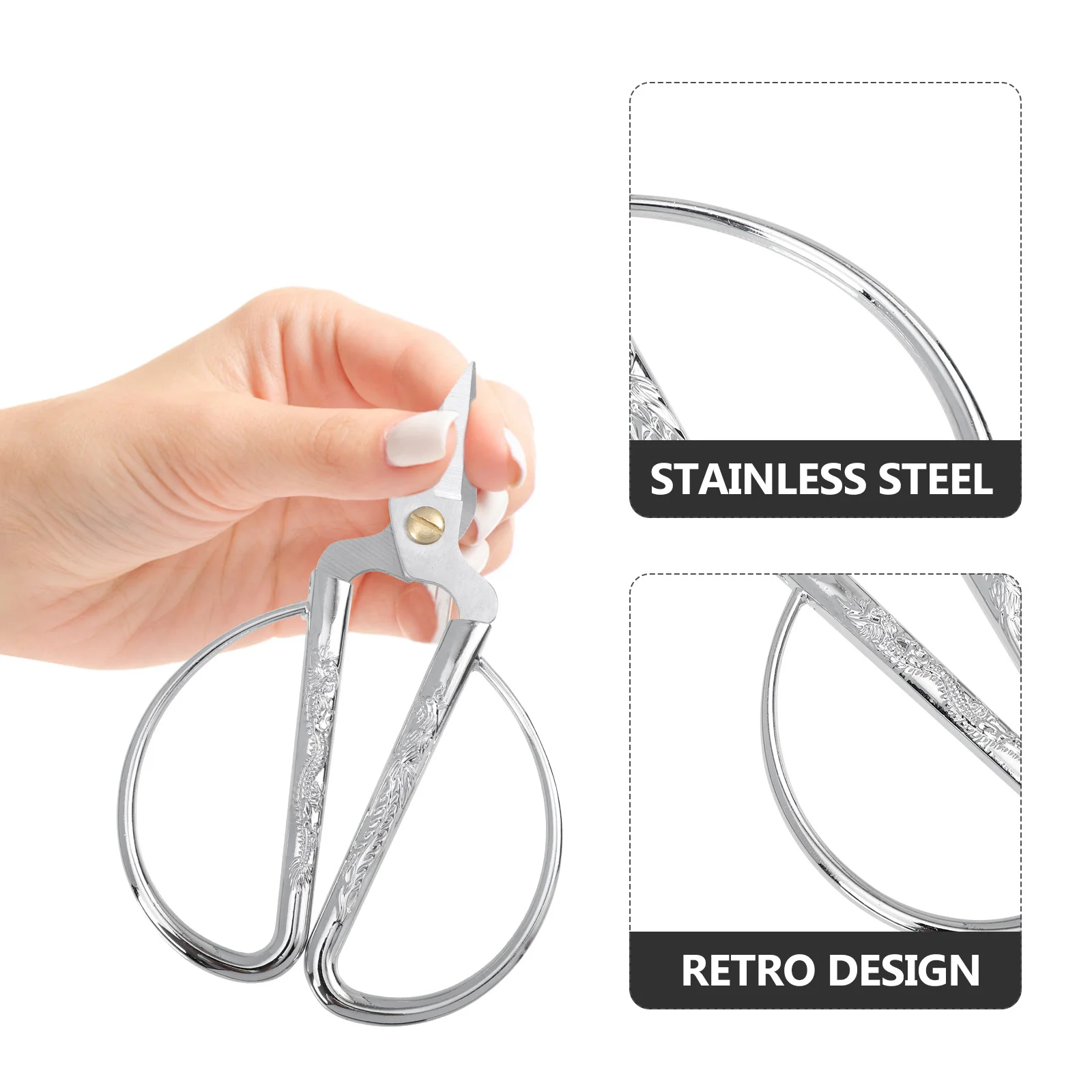 

1Pcs Exquisite Vintage Style Scissor Stainless Steel Non Slip Handle for Embroidery Sewing Fabric Cutting Household Use