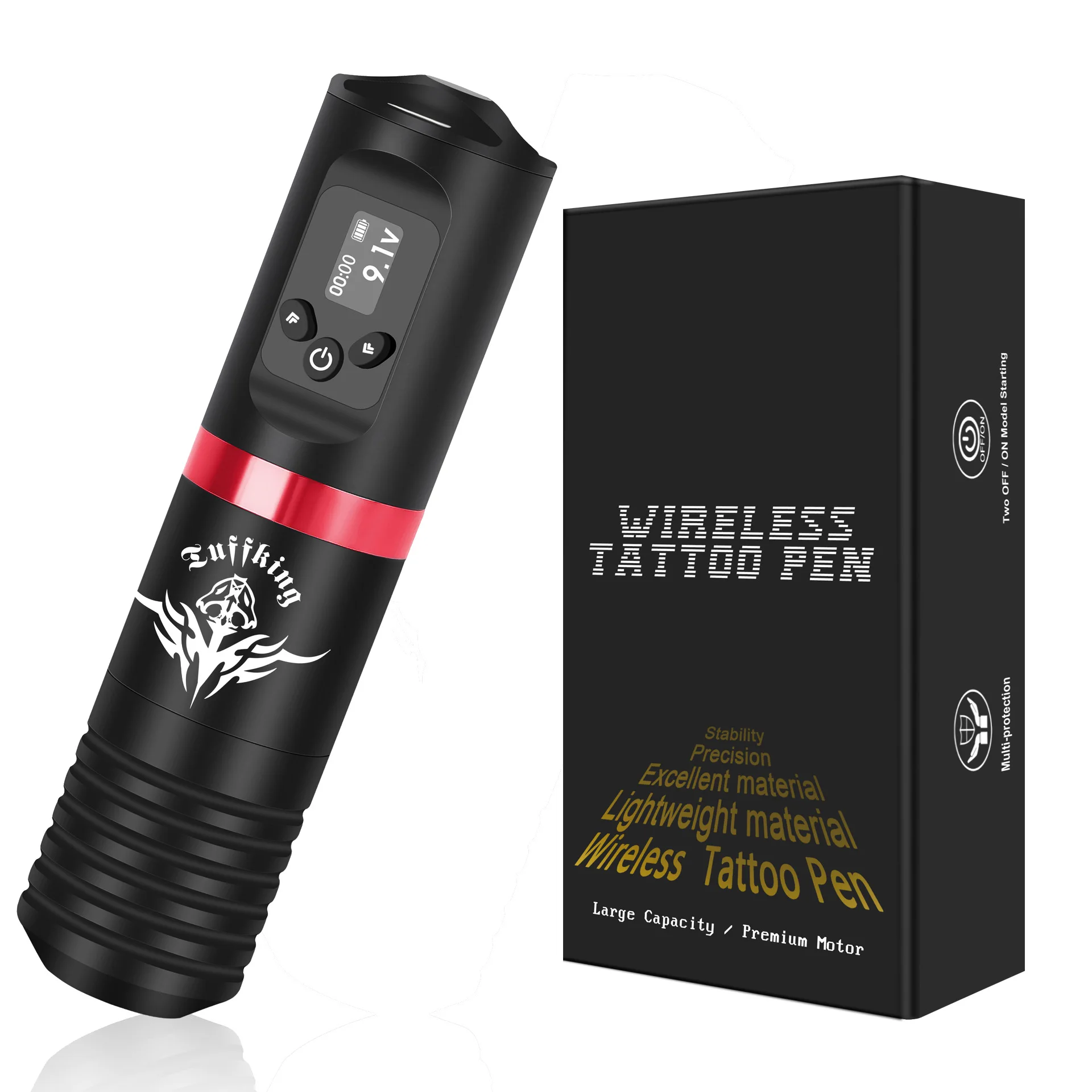

Cross border exclusive Tuffking wireless battery pen with digital screen display tattoo machine integrated tattoo machine