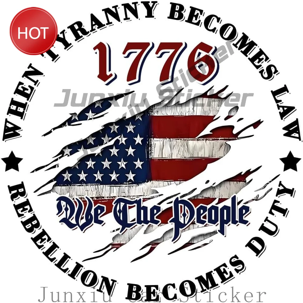 1776 We The People Distressed American USA Flag Patriotic Waterproof PVC Vinyl Sticker For Bumper And Travel Case Decal