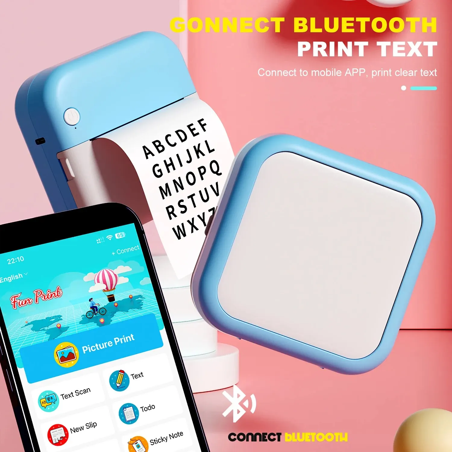 ポータブルミニプリンター メモ 写真 ラベル印刷 Bluetooth ワイヤレス インクレス サーマルプリンター 200dpi Impresora Portáti