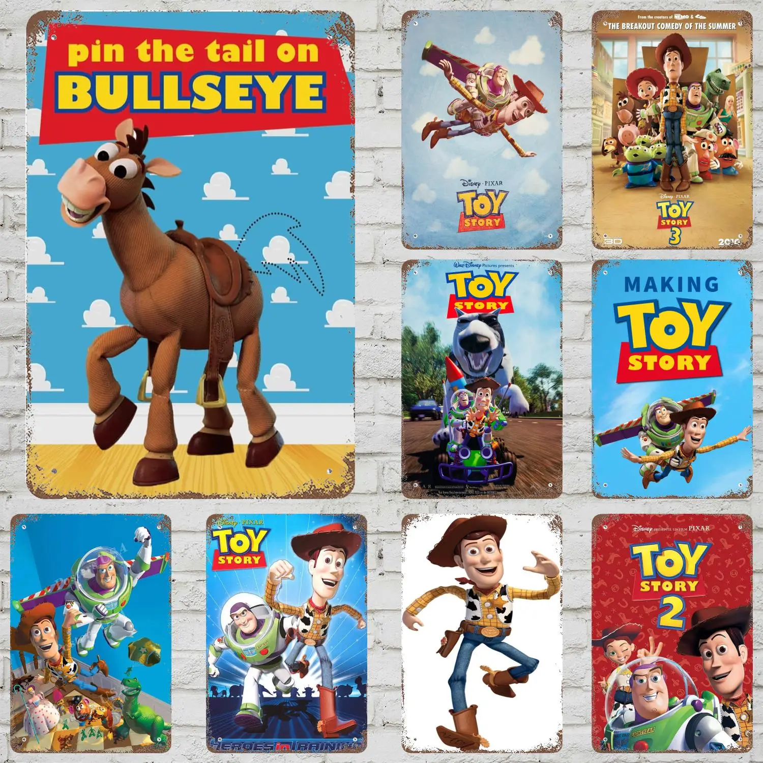 

MINISO Toy Story Vintage Metal Tin Signs Posters Decor Retro Metal Plaque Wall Art Decor for Garage Bar