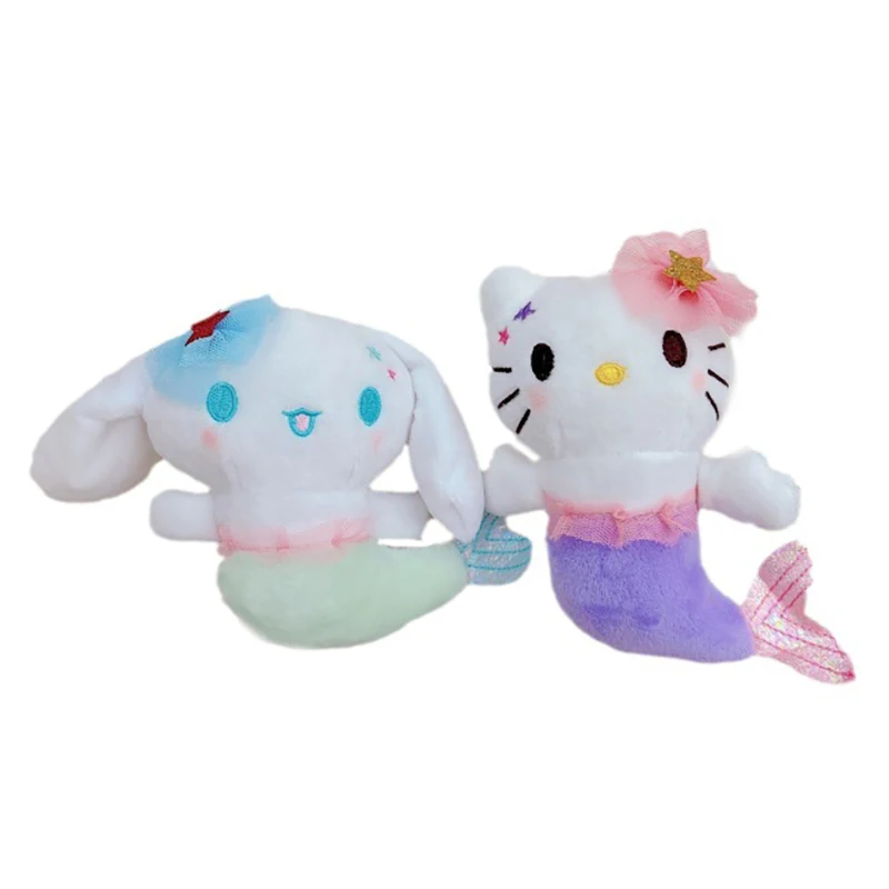 Cartoon Cute Sanrio Hello Kitty Mermaid Plush Doll Toys Pendant Keychain Backpack Decorative