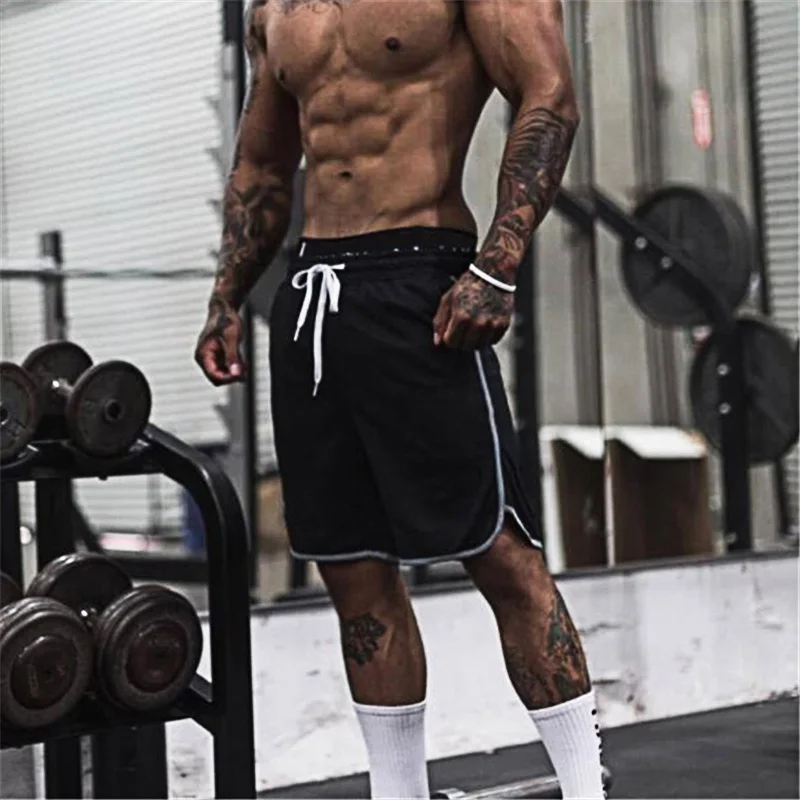 Plain Mens Training Casual Shorts Gym Fitness Muscle Breathable Mesh Quick Dry Basketball Short Pants Summer Bodybuilding Shorts