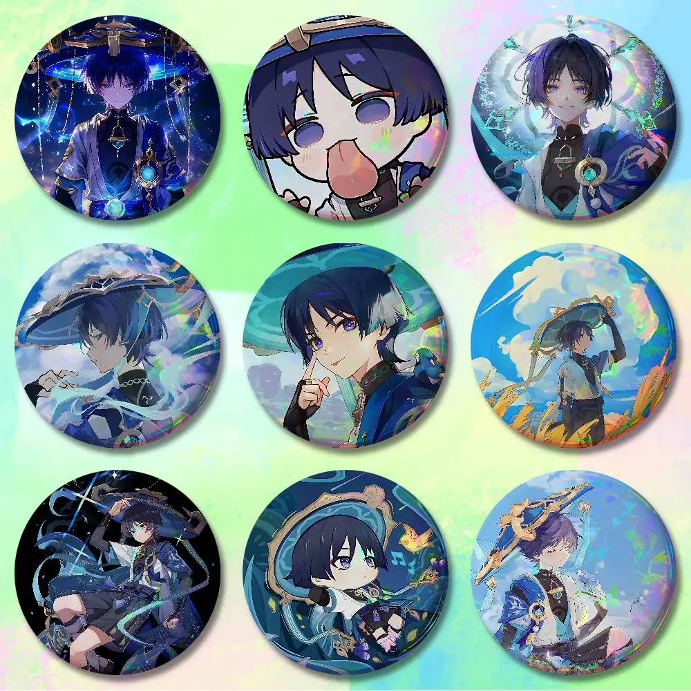 G-Genshin Impact Wanderer Enamel Pin Tinplate Round Brooch Cosplay Nijigen Otaku Culture Badges 58mm 44mm 32mm 75mm 25mm
