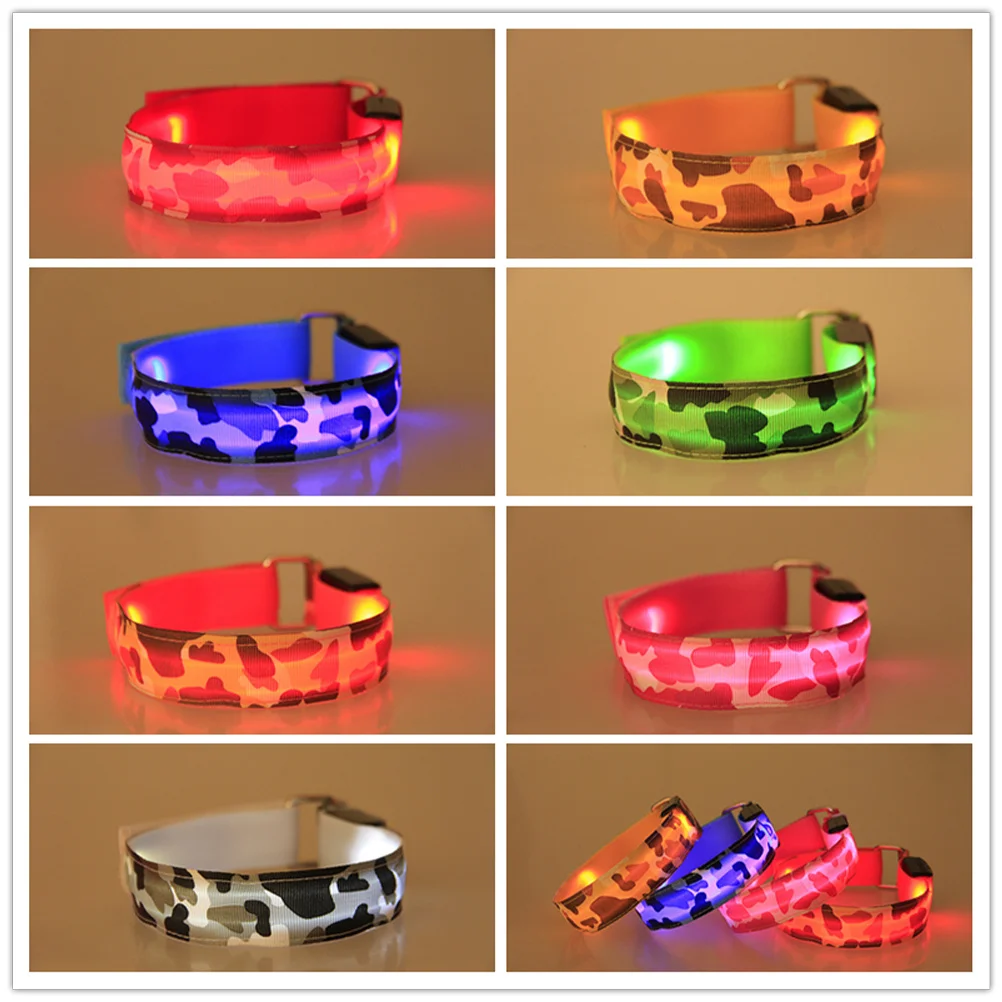 2 قطعة أربطة ذراع متوهجة Led أساور صفعة مقاومة للماء للجري الليلي والمشي لمسافات طويلة الرياضة في الهواء الطلق معصمه السلامة العاكسة الأزرق