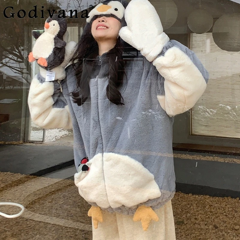 Manga longa fofo macio casaco bonito para mulheres original com capuz bonito parkas de algodão feminino estilo japonês solto doce parkas