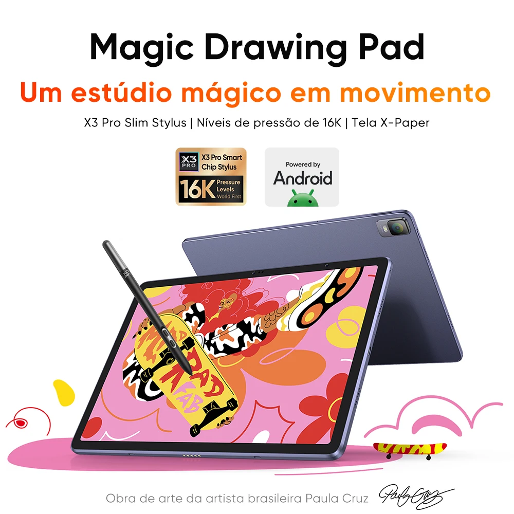 Tablet de Desenho XPPen Magic de 12,2 polegadas com Android, 8GB/256GB, 8000mAh e Caneta Stylus X3 Pro Slim com 16K Níveis de Pressão