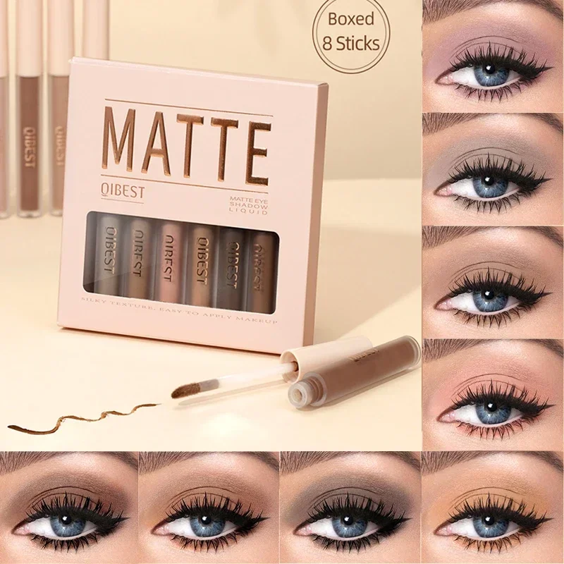 8 Stück matte flüssige Lidschatten Kit Samt Kontur Schatten pigmente natürliche wasserdichte langlebige profession elle Make-up-Kosmetik