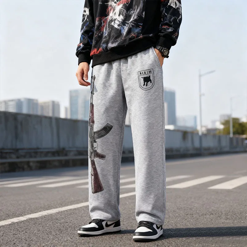 

Весенне-летние новые брюки Y2K High Street, свободные прямые повседневные брюки с высокой талией, брюки для фитнеса в стиле хип-хоп, мужская одежда