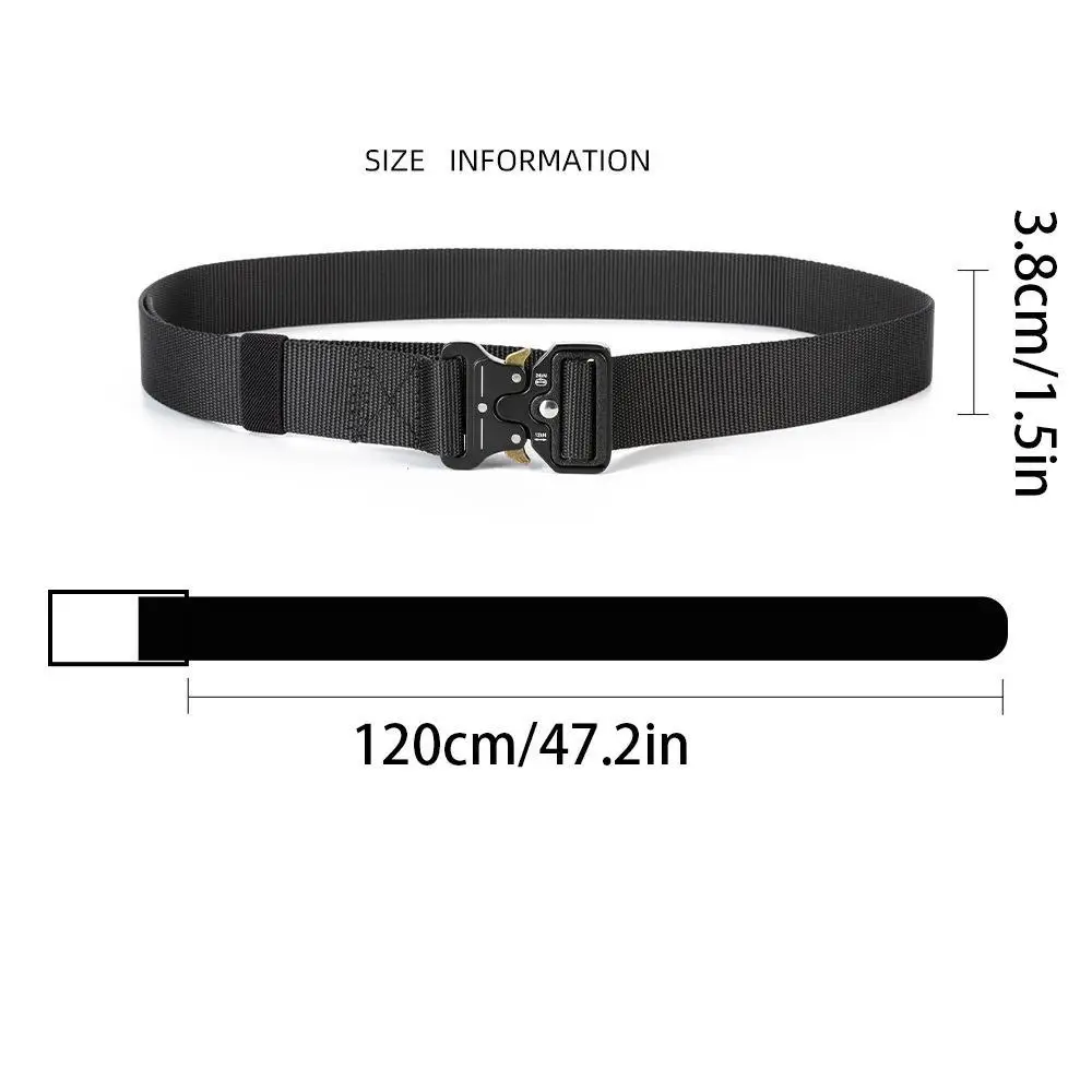 120cm Tactical Nylon Belt with Metal Buckle, Men's Training Accessory, Durable Waistband for Outdoor Activities, Essential Gear