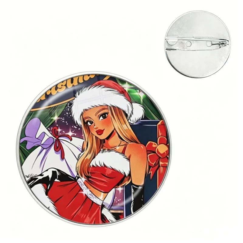 Ariana Grande Pin for Backpacks Bag 25mm Round Glass Pins and Brooches Creative Cartoon Figure Badge Gifts