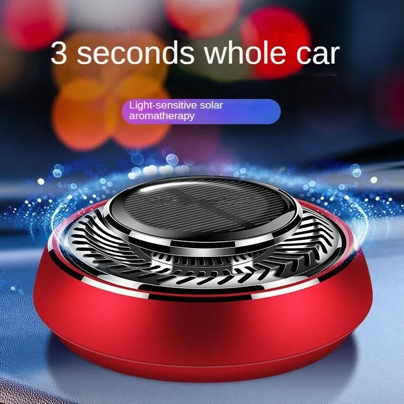 Automotive Freshener Solar Rotating Alloy Car Mounted Perfume Accessories Car Center Console Decoration for Both Men and Women