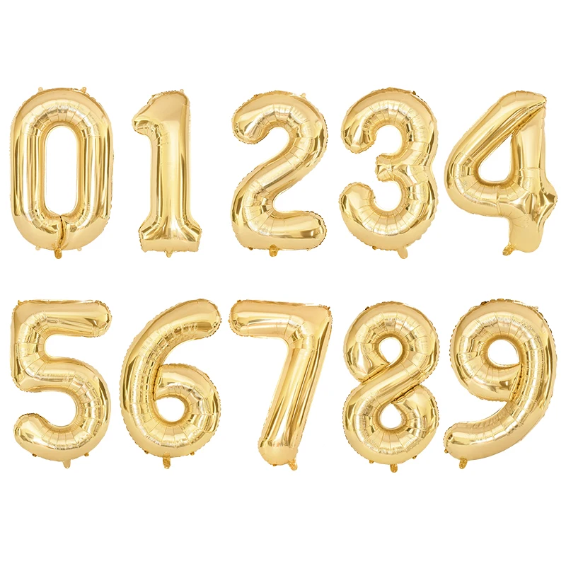 

40 Inch Large Number Foil Balloons Gold 0-9 Foil Number Balloons Kids Boy Girl 1st Birthday Party Decorations Baby Shower Globos