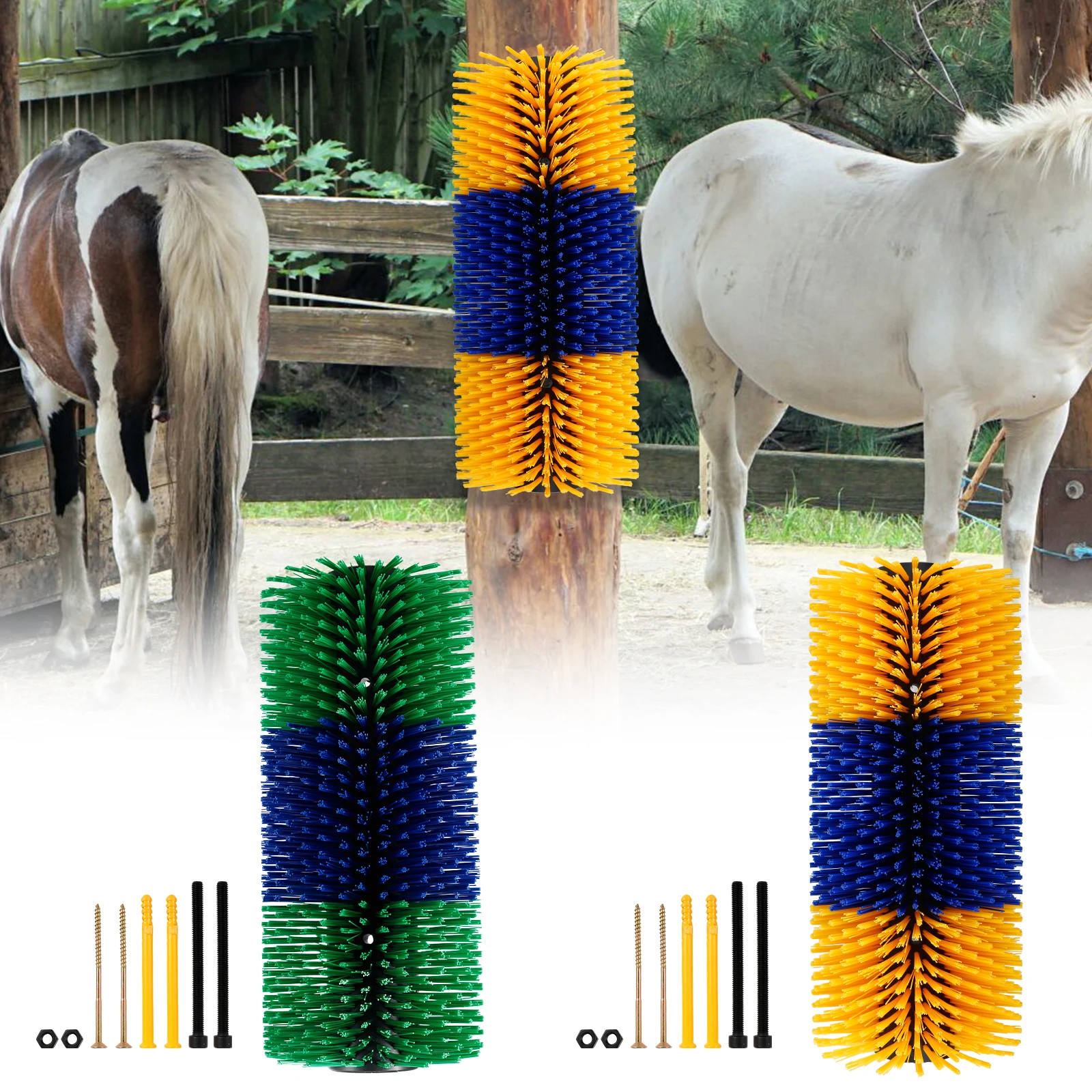 

Livestock Scratching Brush Cleaning Roller Brush in Nylon Sturdy Cleaning Brush Reliable Massage and Anti Itch Brush Easy to