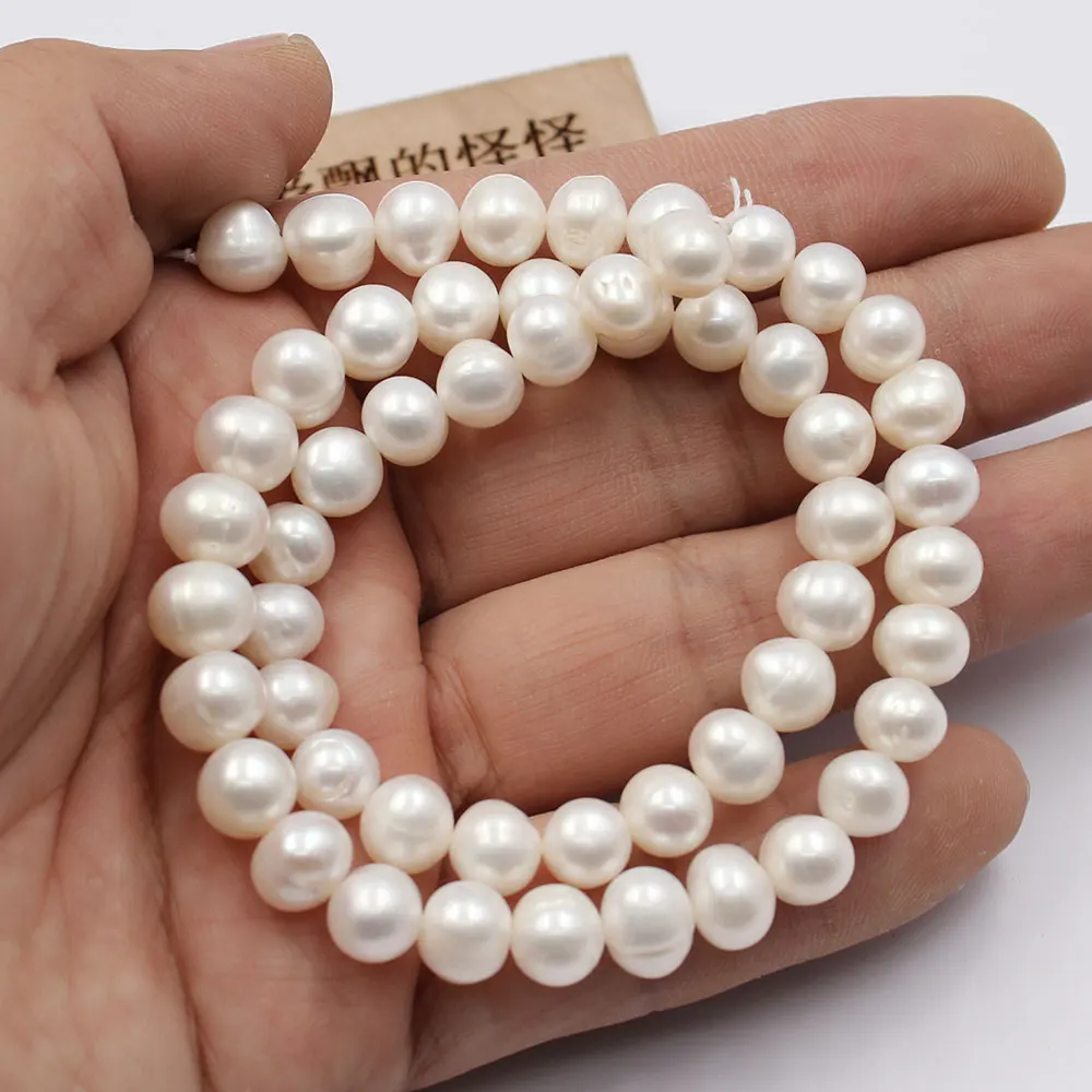 

APDGG No086 5 Strands 9mm Natural White Potato Pearl Loose Beads Strands 16'' Jewelry making accessories