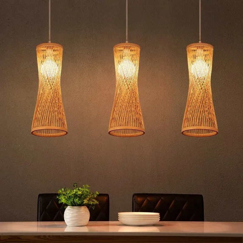 

Creative Design Woven Hanging Light Ceiling Lamp for Home Cafe Bar Decorate Restaurant Lighting Chinese Style Rattan Chandelier