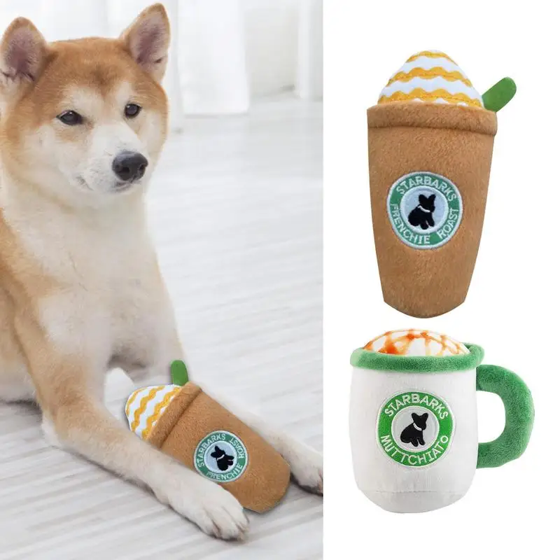 

Soft Pet Dog Cat Dog Toy Coffee Cup Design Durable pet Teething Toys Chew Training Dog Squeak Sound Toys pet Accessories