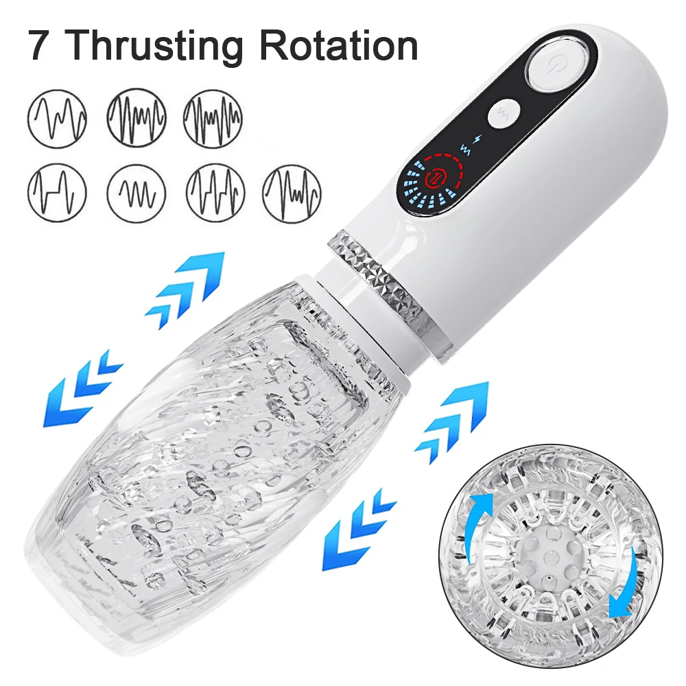 2023 Telescopic Rotating Vibrating Masturbator for Men Glans Trainer Male Masturbation Equipment Sex Toys Adult Goods for Men