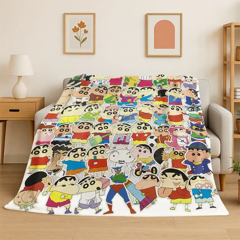 Funny C-Crayon Shin-chans Cartoon Flannel Blanket,Ultra Soft Warm Plush Throw for Home Bedroom Bed Sofa Cover Office Picnic Kids