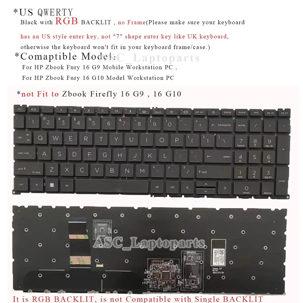 

Новая американская QWERTY-клавиатура для ноутбука HP ZBook Fury 16 G9, Fury 16 G10 N19205- N192, черная с цветной RGB-подсветкой, без рамки