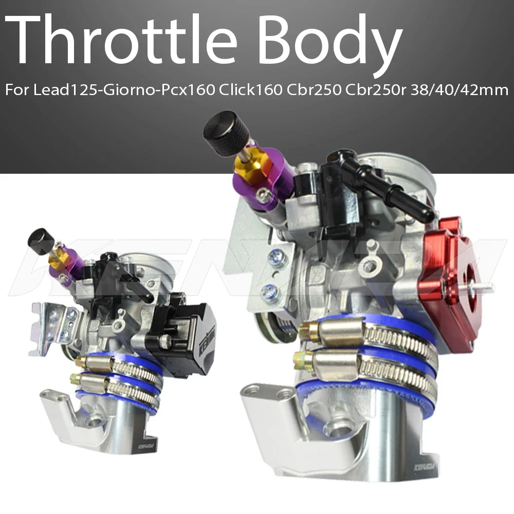 Throttle Body Cnc Intake Downdraft  90 for Lead125-Giorno-Pcx / Click 160 Cbr250 / 250r 38/40/42mm