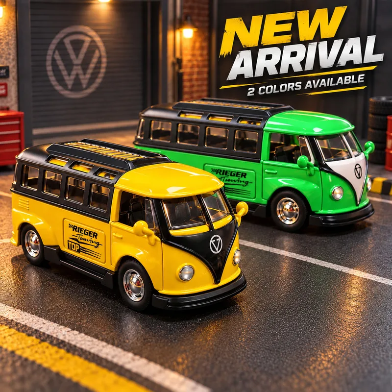 NEW ARRIVAL 1:36 Volkswagen Retro Bus Alloy Pull-Back Model Car with Removable Rear Canopy Collectible Christmas Birthday Gift