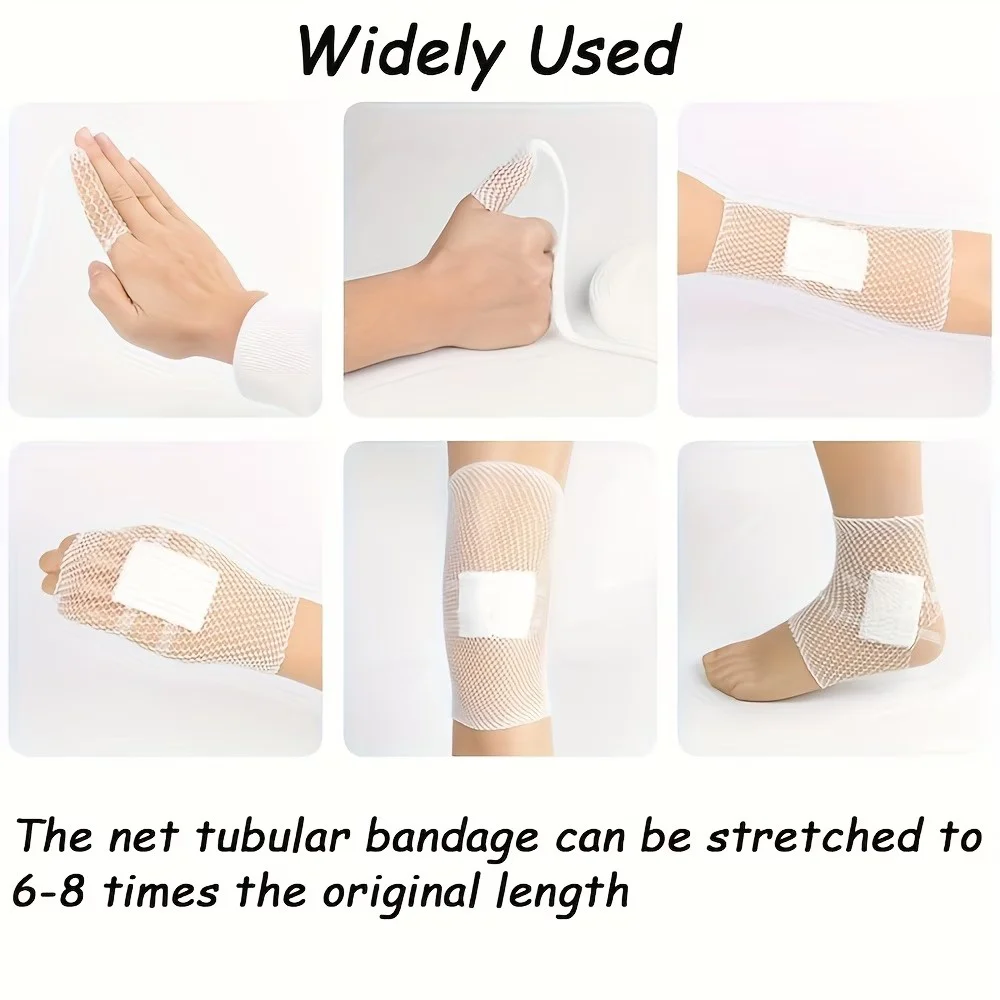 High-Elastic Tubular Mesh Bandage, Breathable Mesh Sleeve for Post-Surgery Wound Fixation, Elastic Gauze Bandage for Finger, Ankle, and Knee Wrapping, Sports Sprain Fixation Mesh Sleeve, Breathable Elastic Tubular Gauze for Hand, Foot, and Limb Wound Wrapping, Disposable Medical Bandage Mesh Sleeve, Trauma Fixation Breathable Elastic Bandage, Available in Multiple Specifications