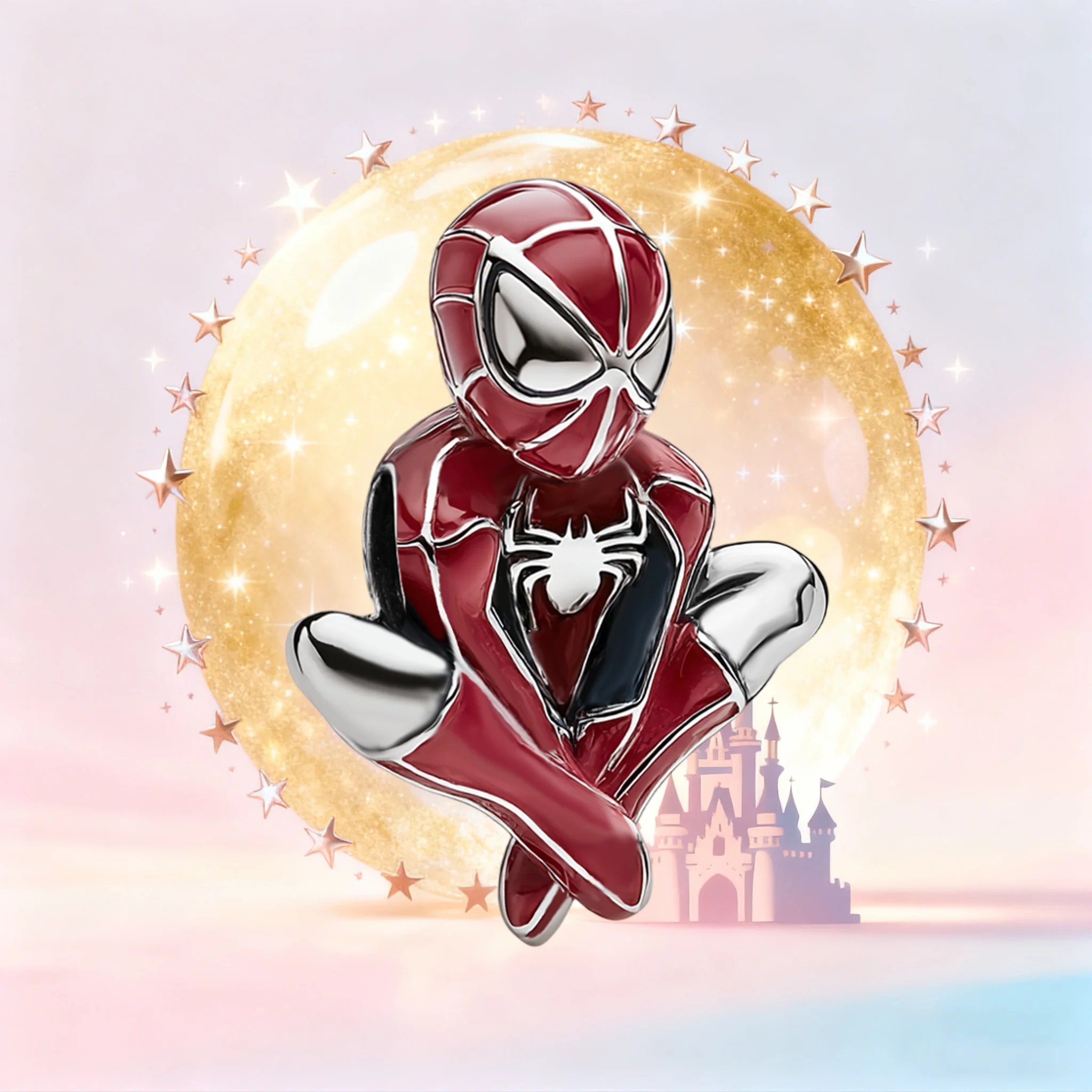 

Серебряный шарм Человека-паука S925, дизайнерская бусина супергероя Marvel, подходит для цепочки в виде змеи, ювелирный подарок для любителей супергероев