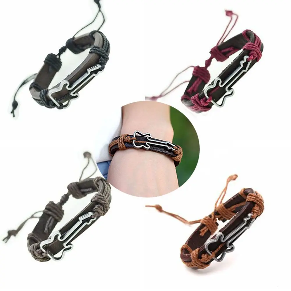 الصداقة سلسلة الجوف النساء حبل العتيقة الرجال بولي Leather الأساور الجلدية أساور سحر المجوهرات أساور الغيتار