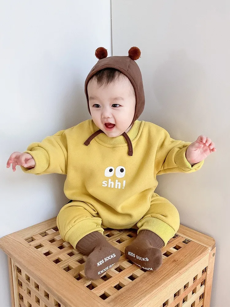 Autumn Newborn Infant Baby Boys And Girls Romper Cotton Long Sleeved Rompers Kids Onepiece Fashion Korean Plush Th Baby Clothing