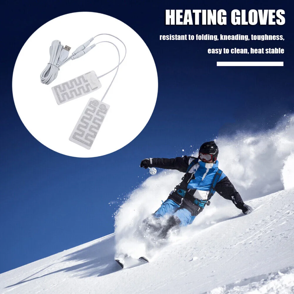 1 Pair Electric USB Gloves Heater Heated Gloves Carbon Fiber Cloth USB Heated Gloves Pad Hand Warmer for Cycling Running