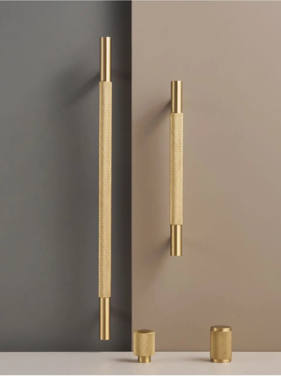 Nurlin Brass Diamond-cut Cross Knurl Pattern Gold Black Kitchen Cabinet Handles Wardrobe Pull T-bar Knobs 500mm Long Available