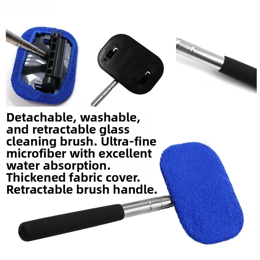 Car Window Cleaner Brush Kit Windshield Glass Washing Wiper Tool Car Interior Exterior Dust Fog Remover Cloth Wipe Home Cleaning