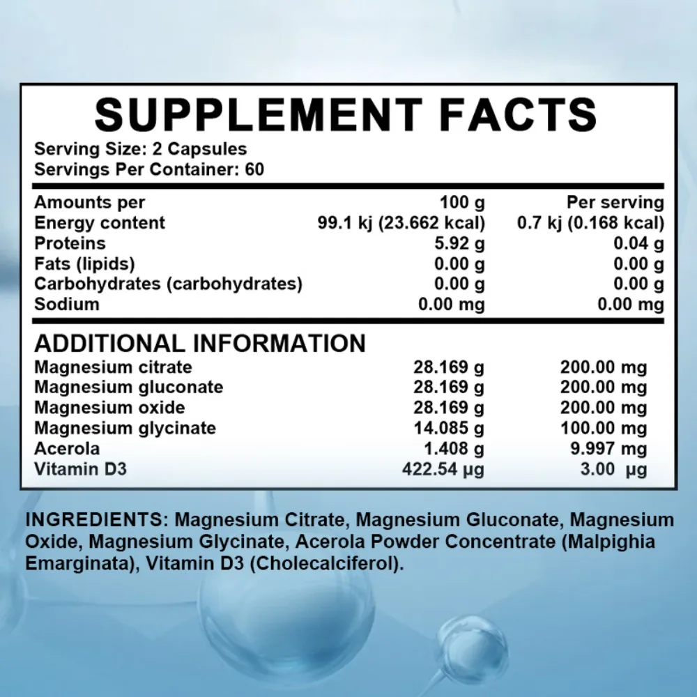 

Magnesium Complex - Bone, Muscle & Heart Health Supplement, Sleep Support,Muscle Relaxation,Promotes Memory, Concentration