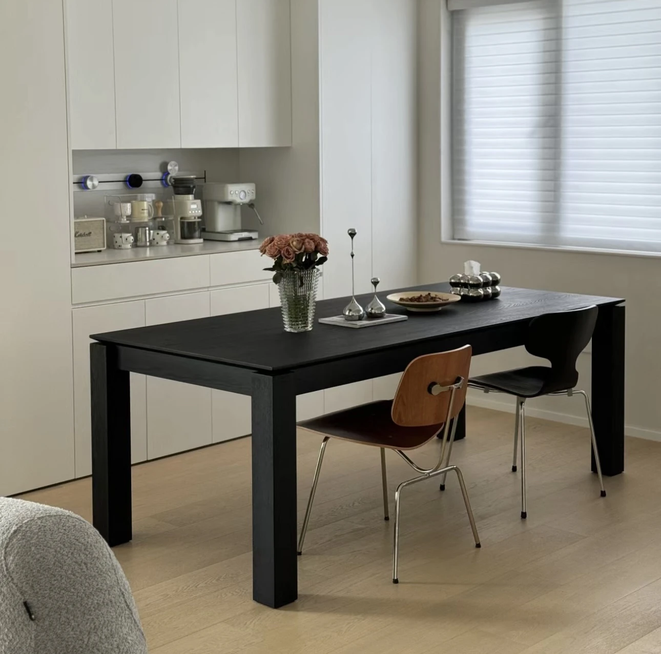 Nordic simple living room solid wood long table desk workbench light luxury minimalist negotiation table black large board long